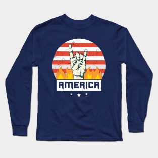 America 4th of July Shirt Rock & Roll Long Sleeve T-Shirt